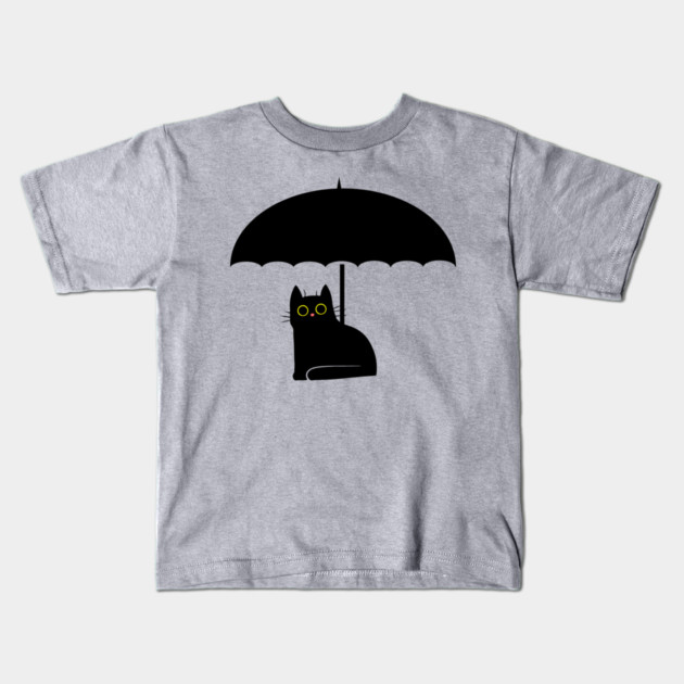 Black Cat under Umbrella Kids T-Shirt by HolidayBug
