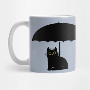 Black Cat under Umbrella Mug