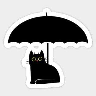 Black Cat under Umbrella Sticker
