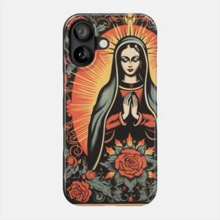 Vintage Retro Lithograph Virgin Mary Phone Case