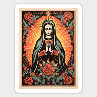 Vintage Retro Lithograph Virgin Mary Sticker