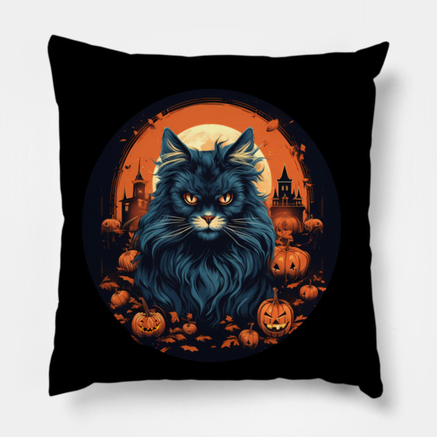 Maine Coon Cat Halloween, Cat Lover Pillow by logiamerch