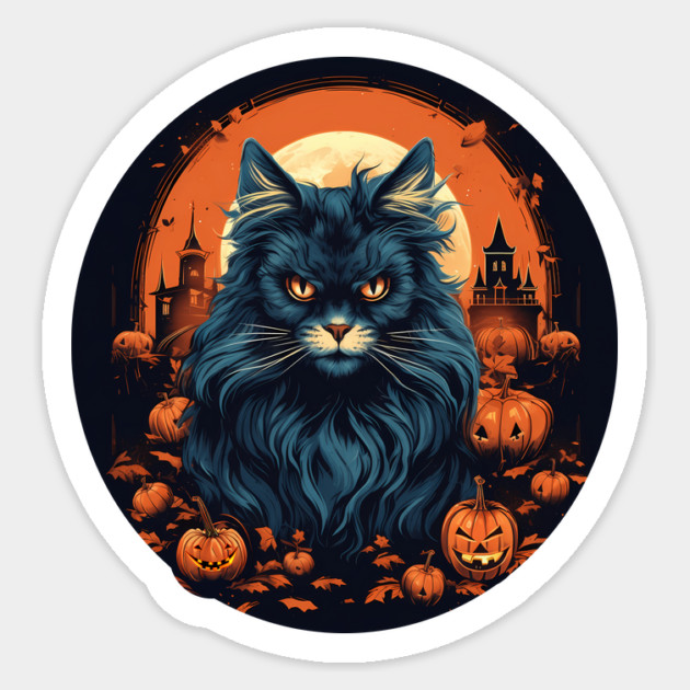 Maine Coon Cat Halloween, Cat Lover Sticker by logiamerch