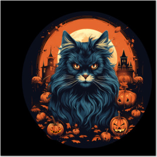 Maine Coon Cat Halloween, Cat Lover Posters and Art