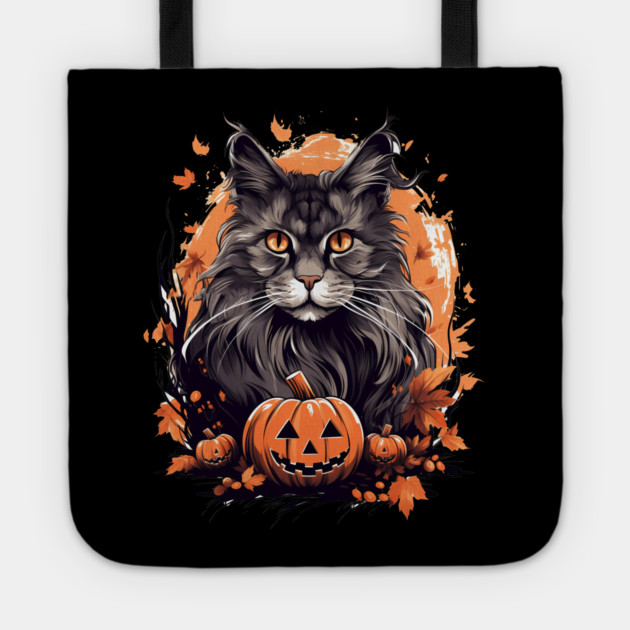 Maine Coon Cat Halloween, Cat Lover Tote by logiamerch