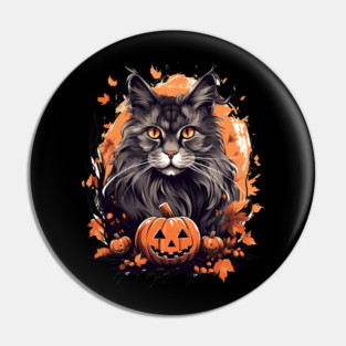 Maine Coon Cat Halloween, Cat Lover Pin