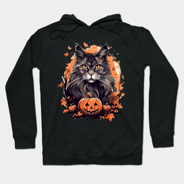Maine Coon Cat Halloween, Cat Lover Hoodie by logiamerch