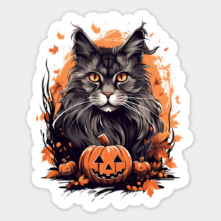 Maine Coon Cat Halloween, Cat Lover Sticker