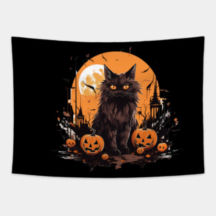 Norwegian Forest Cat Halloween, Cat Lover Tapestry