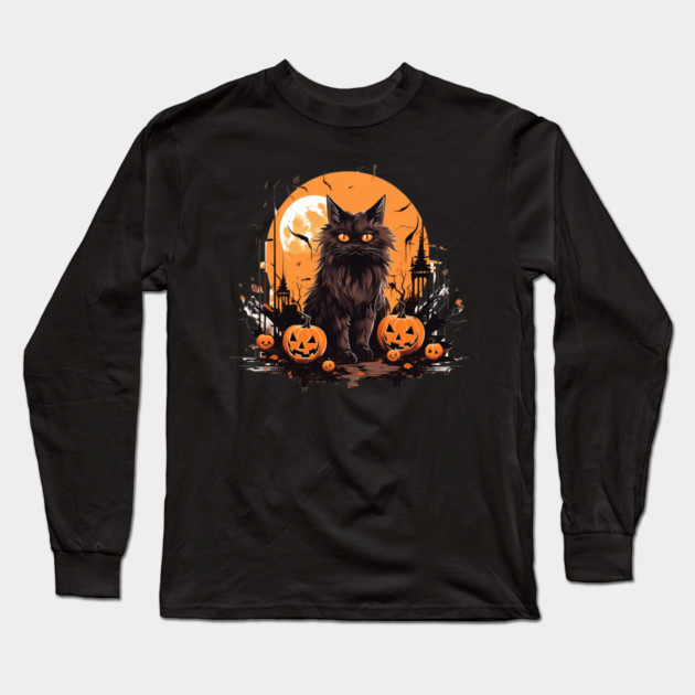 Norwegian Forest Cat Halloween, Cat Lover Long Sleeve T-Shirt by logiamerch
