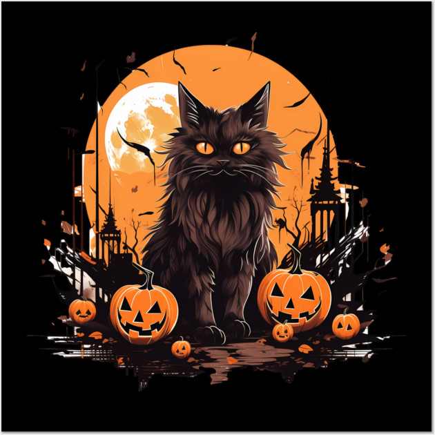 Norwegian Forest Cat Halloween, Cat Lover Wall Art by logiamerch