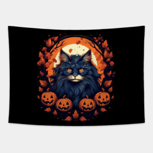 Norwegian Forest Cat Halloween, Cat Lover Tapestry