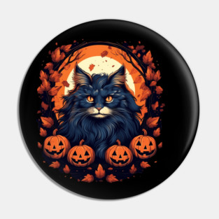 Norwegian Forest Cat Halloween, Cat Lover Pin