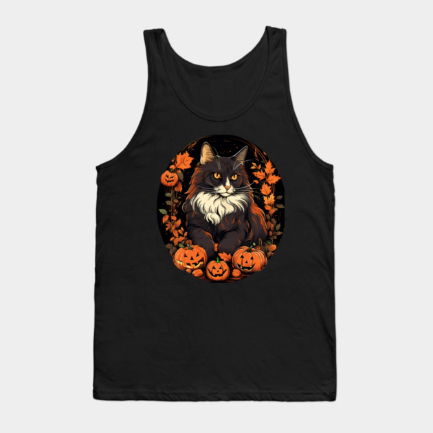 Norwegian Forest Cat Halloween, Cat Lover Tank Top by logiamerch