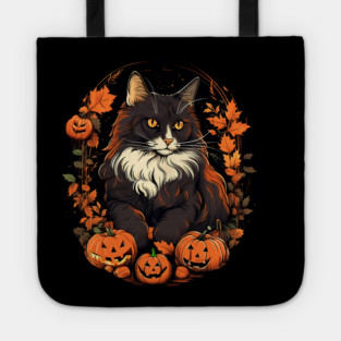Norwegian Forest Cat Halloween, Cat Lover Tote