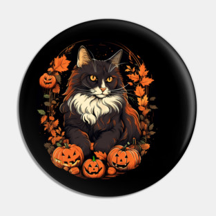 Norwegian Forest Cat Halloween, Cat Lover Pin