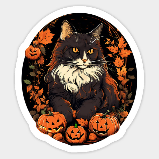 Norwegian Forest Cat Halloween, Cat Lover Sticker by logiamerch