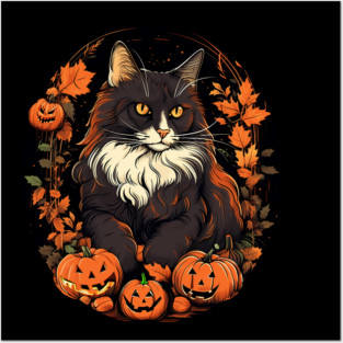 Norwegian Forest Cat Halloween, Cat Lover Posters and Art