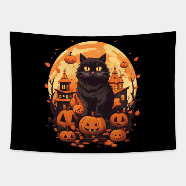 Norwegian Forest Cat Halloween, Cat Lover Tapestry by logiamerch