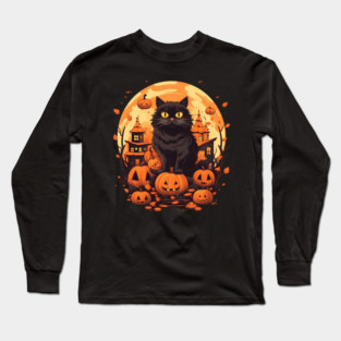 Norwegian Forest Cat Halloween, Cat Lover Long Sleeve T-Shirt