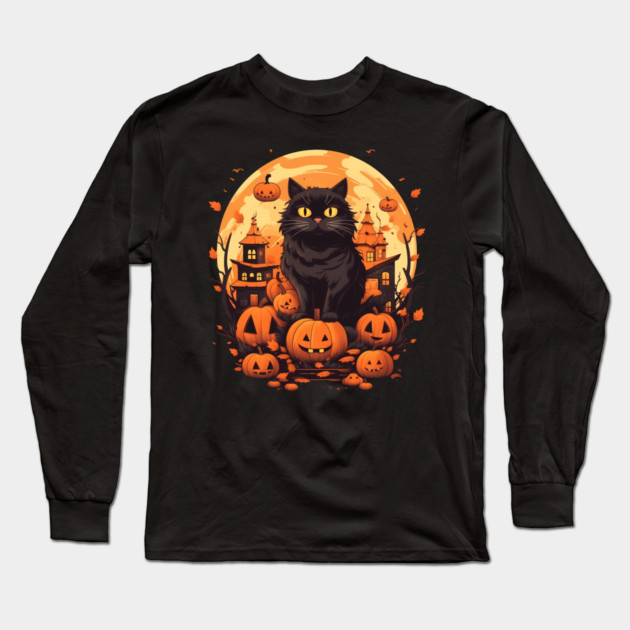 Norwegian Forest Cat Halloween, Cat Lover Long Sleeve T-Shirt by logiamerch