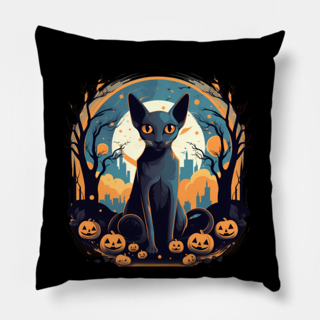 Oriental Shorthair Cat Halloween, Cat Lover Pillow by logiamerch