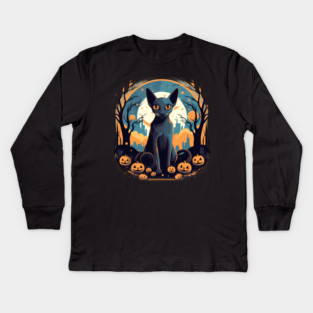 Oriental Shorthair Cat Halloween, Cat Lover Kids Long Sleeve T-Shirt