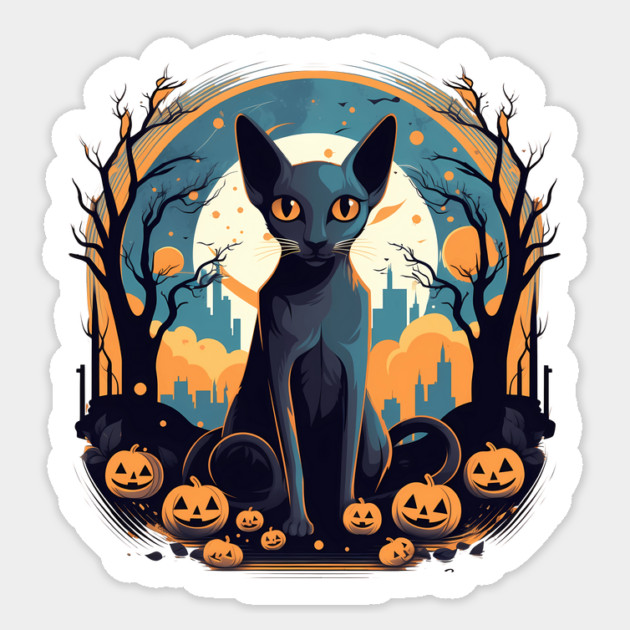 Oriental Shorthair Cat Halloween, Cat Lover Sticker by logiamerch