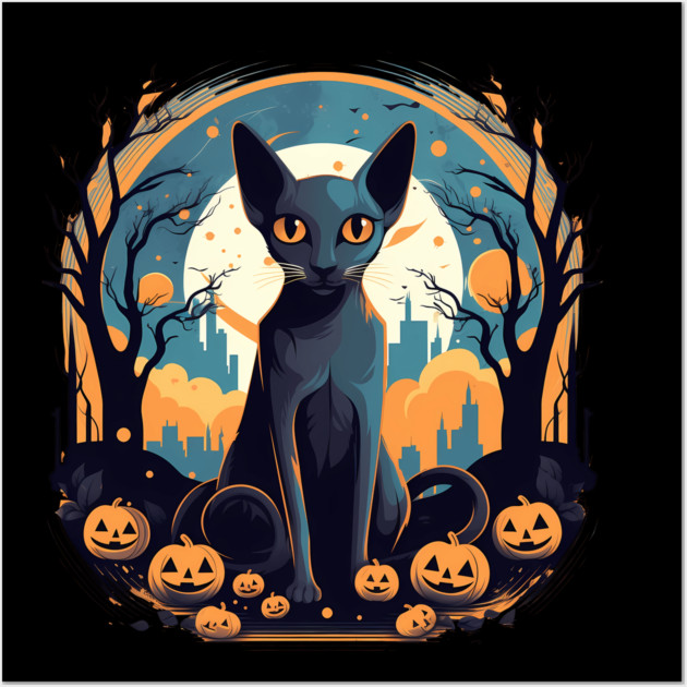 Oriental Shorthair Cat Halloween, Cat Lover Wall Art by logiamerch