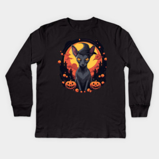 Oriental Shorthair Cat Halloween, Cat Lover Kids Long Sleeve T-Shirt