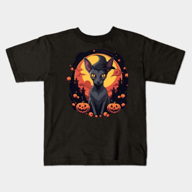 Oriental Shorthair Cat Halloween, Cat Lover Kids T-Shirt by logiamerch
