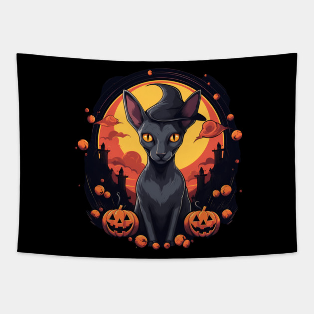 Oriental Shorthair Cat Halloween, Cat Lover Tapestry by logiamerch
