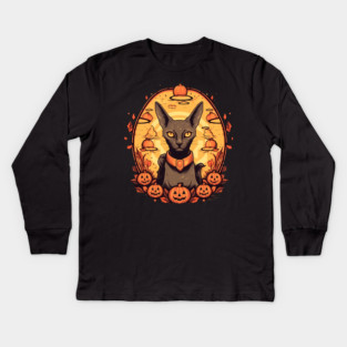 Oriental Shorthair Cat Halloween, Cat Lover Kids Long Sleeve T-Shirt