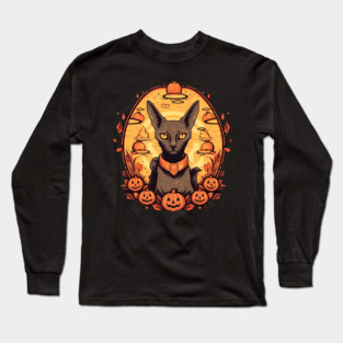 Oriental Shorthair Cat Halloween, Cat Lover Long Sleeve T-Shirt