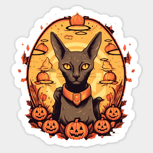 Oriental Shorthair Cat Halloween, Cat Lover Sticker by logiamerch