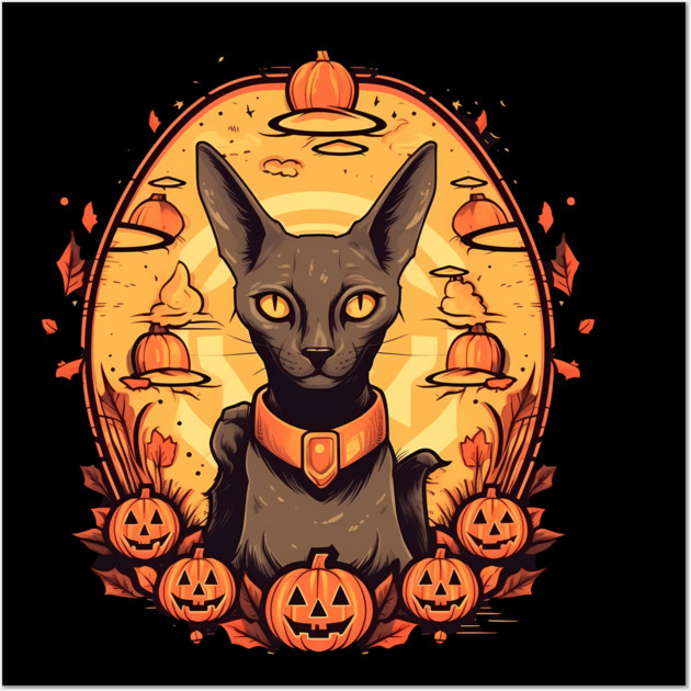 Oriental Shorthair Cat Halloween, Cat Lover Wall Art by logiamerch