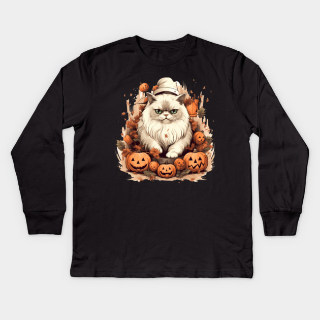 Persian Cat Cat Halloween, Cat Lover Kids Long Sleeve T-Shirt by logiamerch