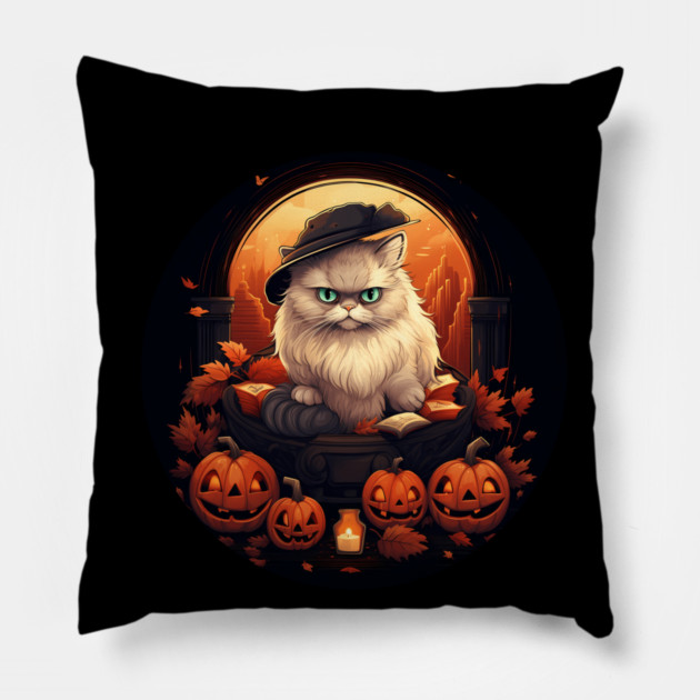Persian Cat Halloween, Cat Lover Pillow by logiamerch