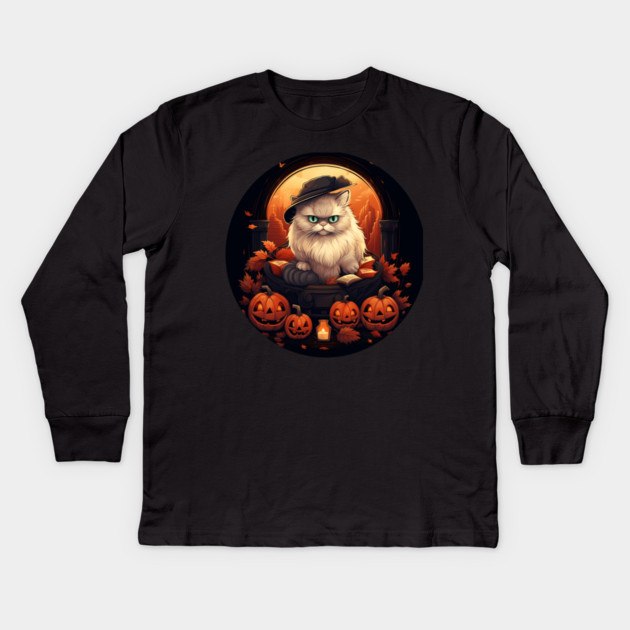 Persian Cat Halloween, Cat Lover Kids Long Sleeve T-Shirt by logiamerch