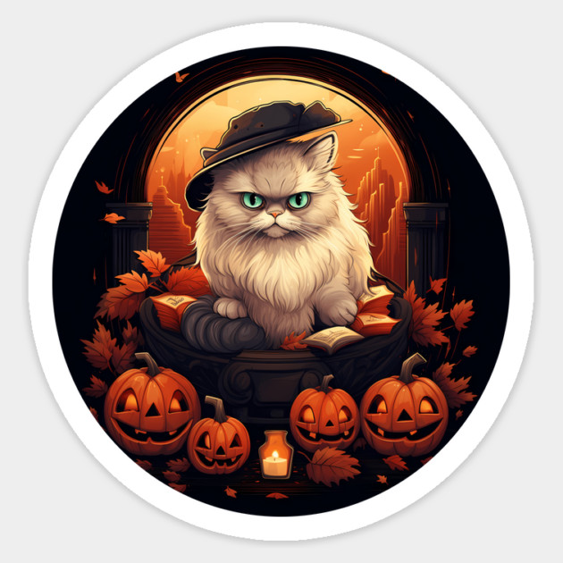 Persian Cat Halloween, Cat Lover Sticker by logiamerch