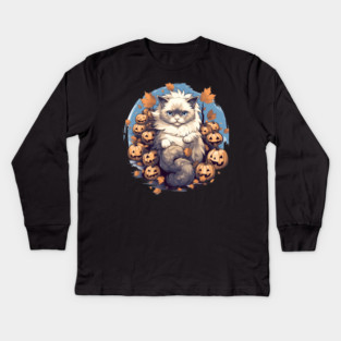 Ragdoll Cat Halloween, Cat Lover Kids Long Sleeve T-Shirt