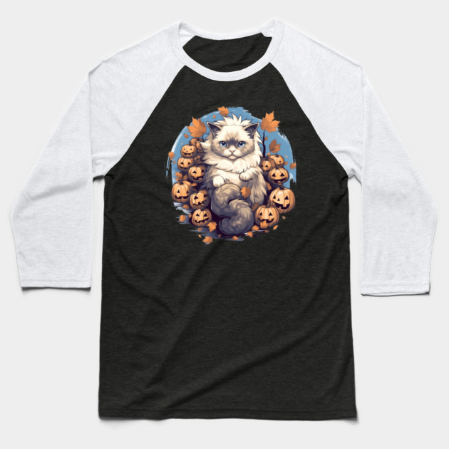Ragdoll Cat Halloween, Cat Lover Baseball T-Shirt by logiamerch