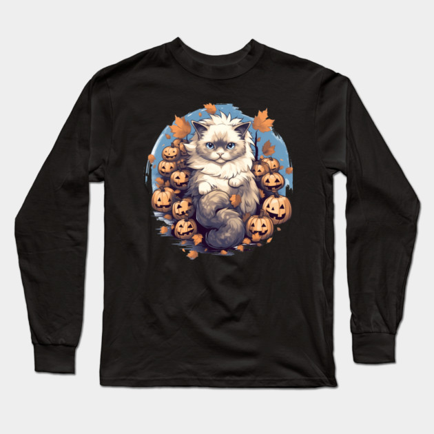 Ragdoll Cat Halloween, Cat Lover Long Sleeve T-Shirt by logiamerch