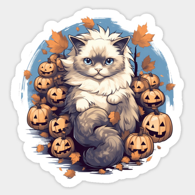Ragdoll Cat Halloween, Cat Lover Sticker by logiamerch