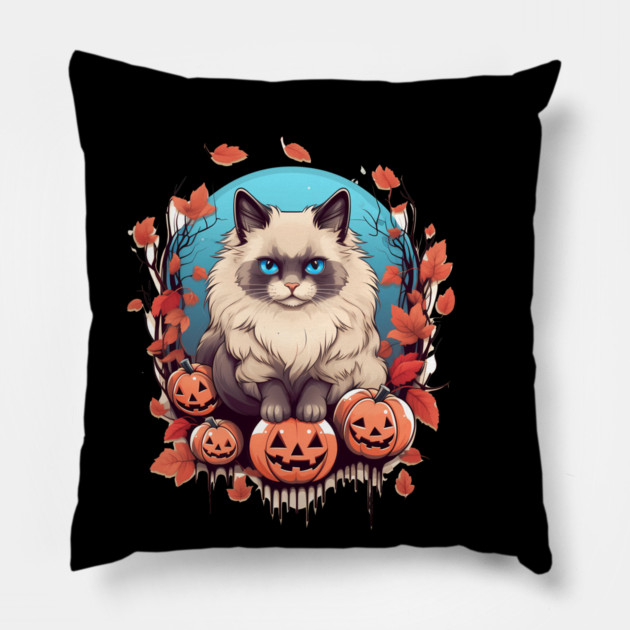 Ragdoll Cat Halloween, Cat Lover Pillow by logiamerch