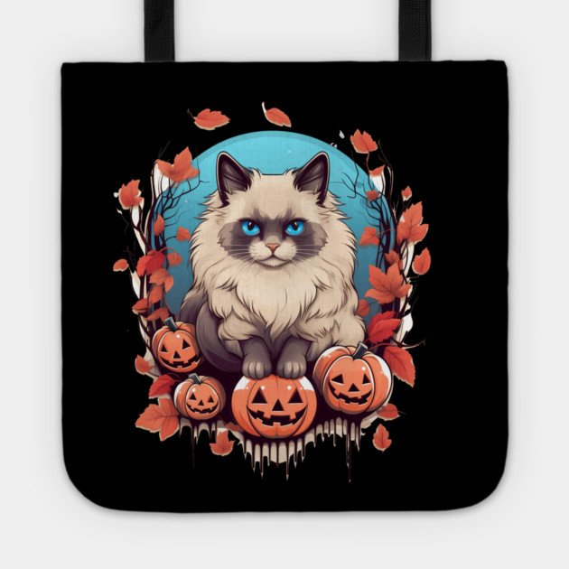 Ragdoll Cat Halloween, Cat Lover Tote by logiamerch