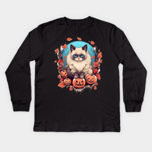Ragdoll Cat Halloween, Cat Lover Kids Long Sleeve T-Shirt