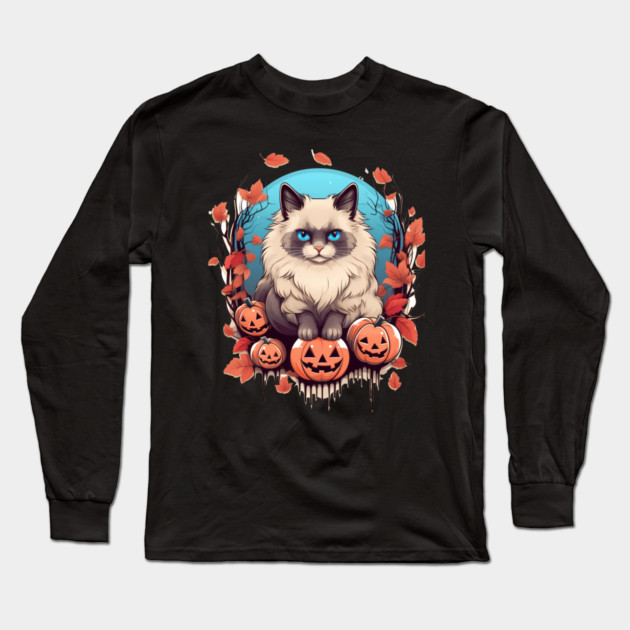 Ragdoll Cat Halloween, Cat Lover Long Sleeve T-Shirt by logiamerch