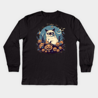 Ragdoll Cat Halloween, Cat Lover Kids Long Sleeve T-Shirt