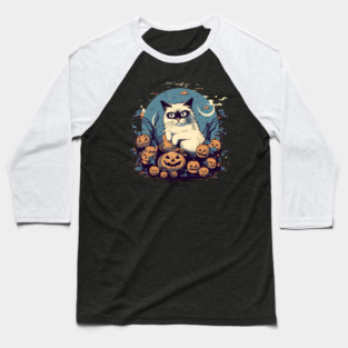 Ragdoll Cat Halloween, Cat Lover Baseball T-Shirt